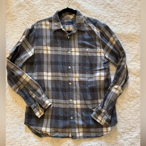 GAP lived in plaid button down size L blue and grey - Picture 1 of 4